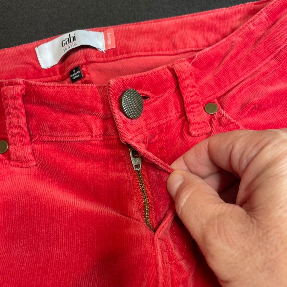 Cabi Skinny Jeans Women's Size 2 Red Corduroy Straight Leg Pants Style #3136 - Picture 4 of 11